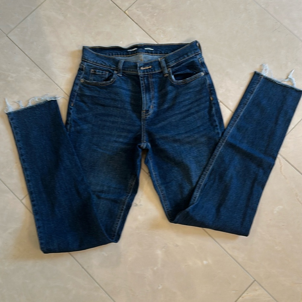 Old Navy mid-rise boyfriend jeans with raw hem.